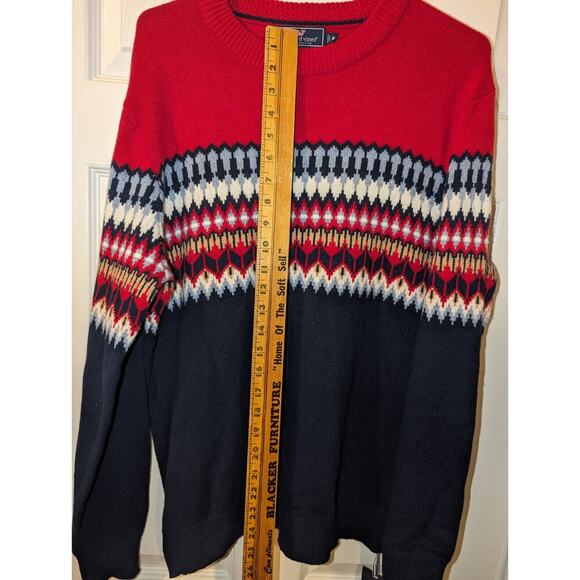 Vineyard Vines Sweater Mens Medium Fair Isle Crew Blue Nautical Red Pullover - Picture 6 of 7